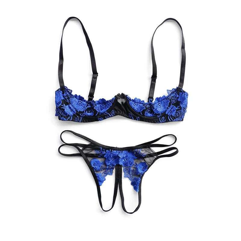 Lingerie Open Chest Crotchless Thong Underwear Set Female Sexy Suit 