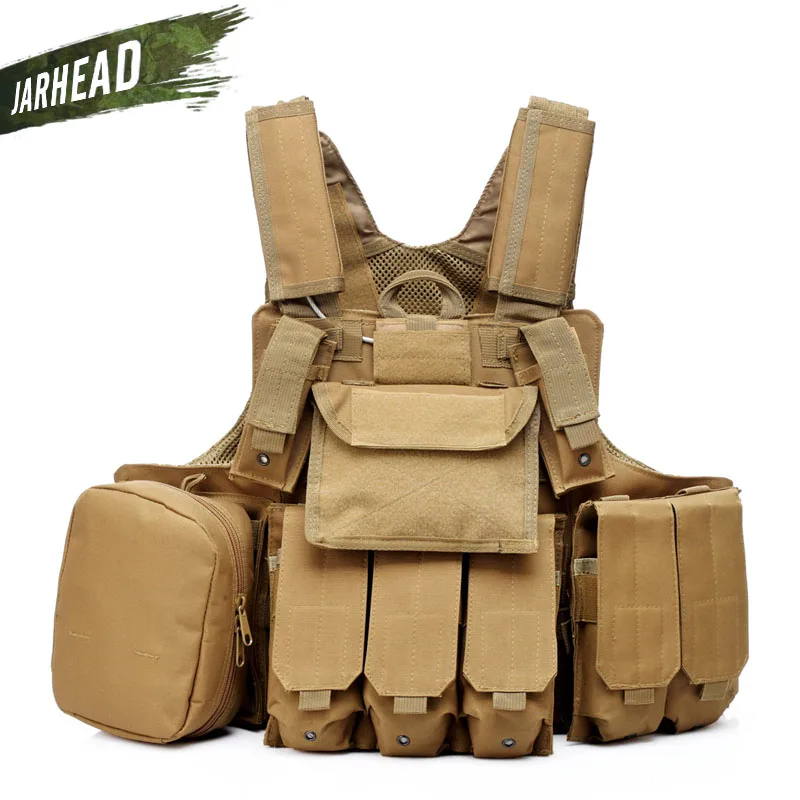  Outdoor CS Vest Military Equipment 600D Nylon Camouflage Hunting Tactical Vest Molle Waistcoat Comb