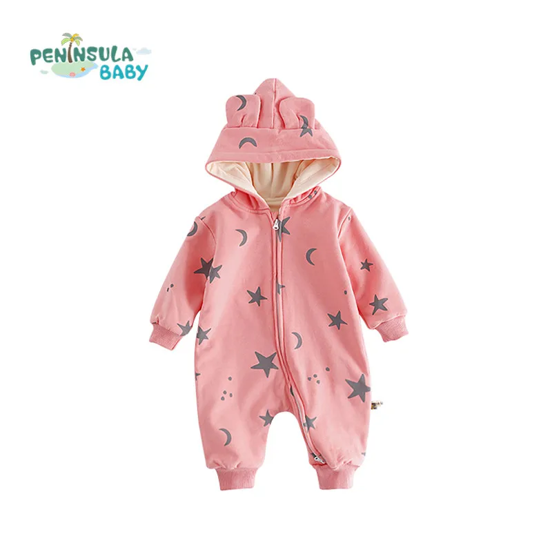 

Infant Jumpsuit Long Sleeve Newborn Clothes For Baby Girls Boys Cartoon Cotton Hooded Soft Rompers Winter Plus Velvet Products