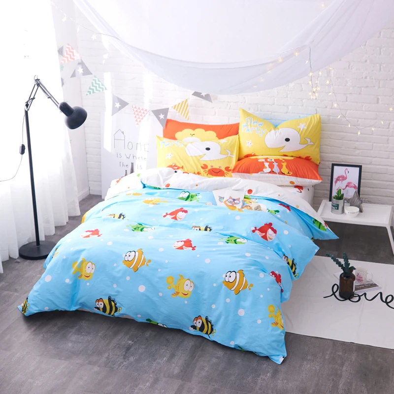 

Cute Cartoon Color Clown Fish Pattern 4Pcs Queen Size Bed Linen Set Bedding Set Sale Bedclothes Duvet Cover Bed Sheet Pillowcase