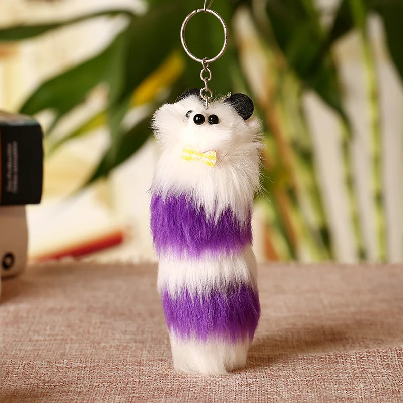 Cute Small Faux Fur Little Fox Plush Toys Animal Key Bag Pendants Dolls Gift 10pcslot 13cm Random Color (4)