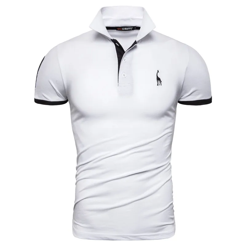 

Dropshipping 2019 Brand Mens T-Shirt Solid Patchwork Giraffe Embroidery T Shirt Men Casual 100% Cotton Top Tees Men Large S-3XL