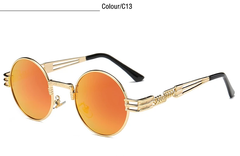 Высококачественные готические стимпанк Модные мужские солнцезащитные очки круглые женские дизайнерские винтажные металлические солнцезащитные очки UV400 Oculos de sol