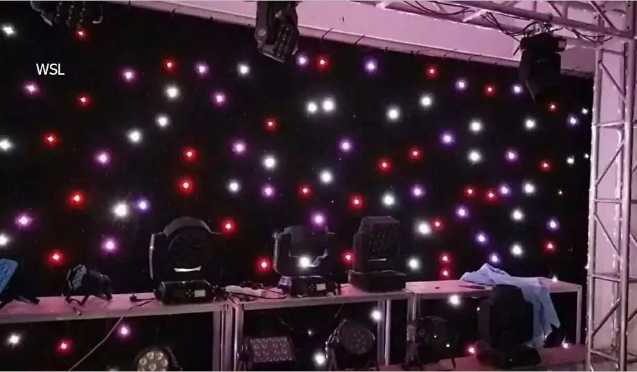 

Free Shipping RGBW dj booth 3*6m DMX LED Star Cloth with Controller
