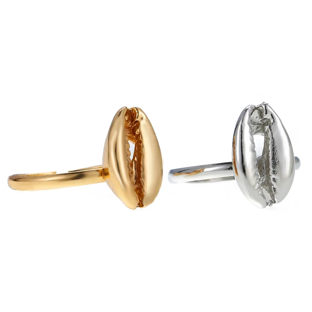 Buy One Get One Shell Rings For Women Girl New Fashion Gold Silver Color Ring Adjustable Bohemian Female Statement Jewelry 2018
