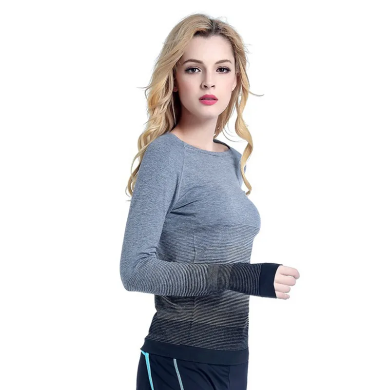 Sport Women gradient color long sleeve shirt elastic lady Yoga T-shirt Outdoor Sport Women gradient color long sleeve shirt elastic lady Yoga T-shirt Outdoor