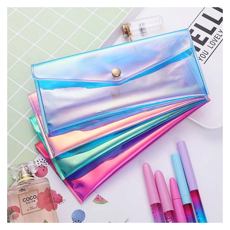 

Laser Transparent PVC Pencil Case Large Student Canvas Pencil Bag For Girl Kid Children Office School Supplie Unisex Stationery