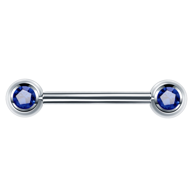 1PC G23 Titanium Crystal Gem Assorted Colors Tongue Barbell Piercing Rings Internally Thread Nipple Barbell Fashion Jewelry