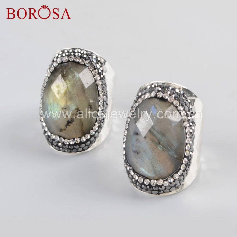 BOROSA 6 шт. серебряного цвета цвет натуральный Ограненный Лабрадорит камни Друза