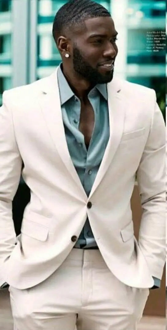 16-1 Latest Coat Pant Designs Ivory White Men Suits Casual Custom Groom Prom Tuxedo Skinny Beach 2 Piece Blazer Jacket+Pants