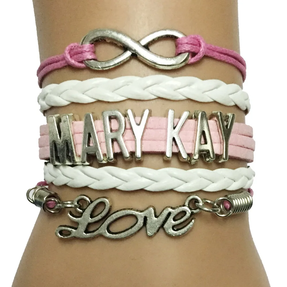 Браслет Infinity /Love/ Mary Kay ручной работы с белым бархатным кожаным плетением|infinity