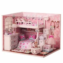 New Arrival Cuteroom DIY Wood Dollhouse Kit Miniature With Furniture Doll House Room Angel Dream Best