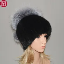 Женские вязаные шапки из натурального меха норки натуральная норка меховые шапки Теплые мягкие милые натуральные меховые шапки из натурального меха лисы шапочки шапка