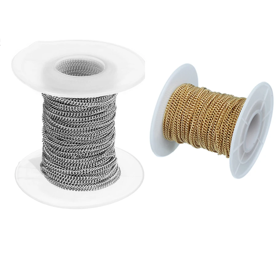 

10 Yard/lot Stainless Steel Chain Bulk Silver/Gold Width 1mm 1.5mm 2mm 2.5mm 3mm Link Chain for DIY Necklace Jewelry Making