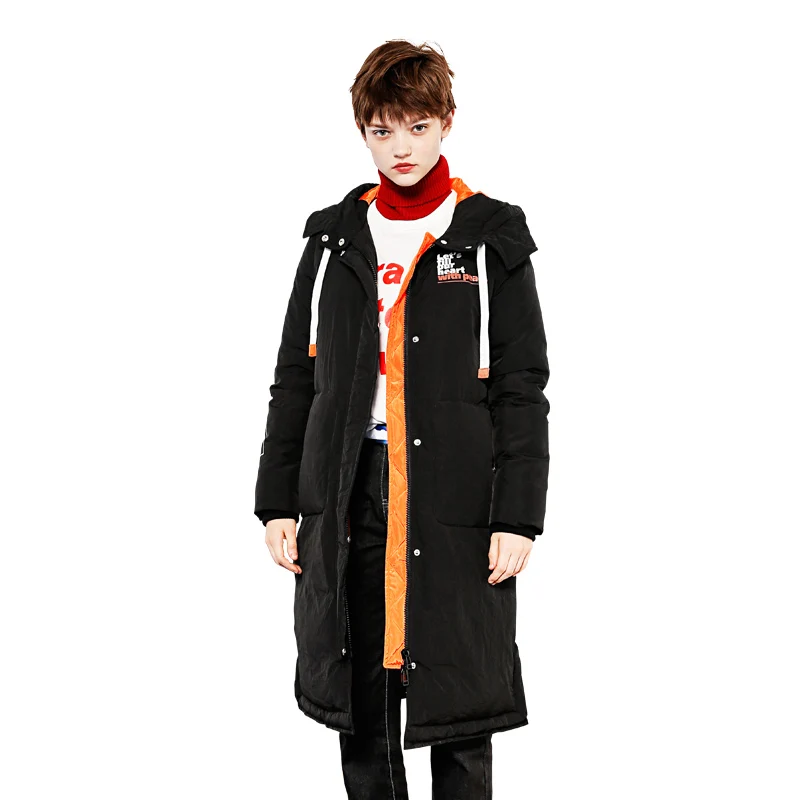 Goede Toyouth Down Jassen 2017 Winter Vrouwen Mode Contrast Kleur Rechte Warmte Dikker Witte Eend Lange Donsjack