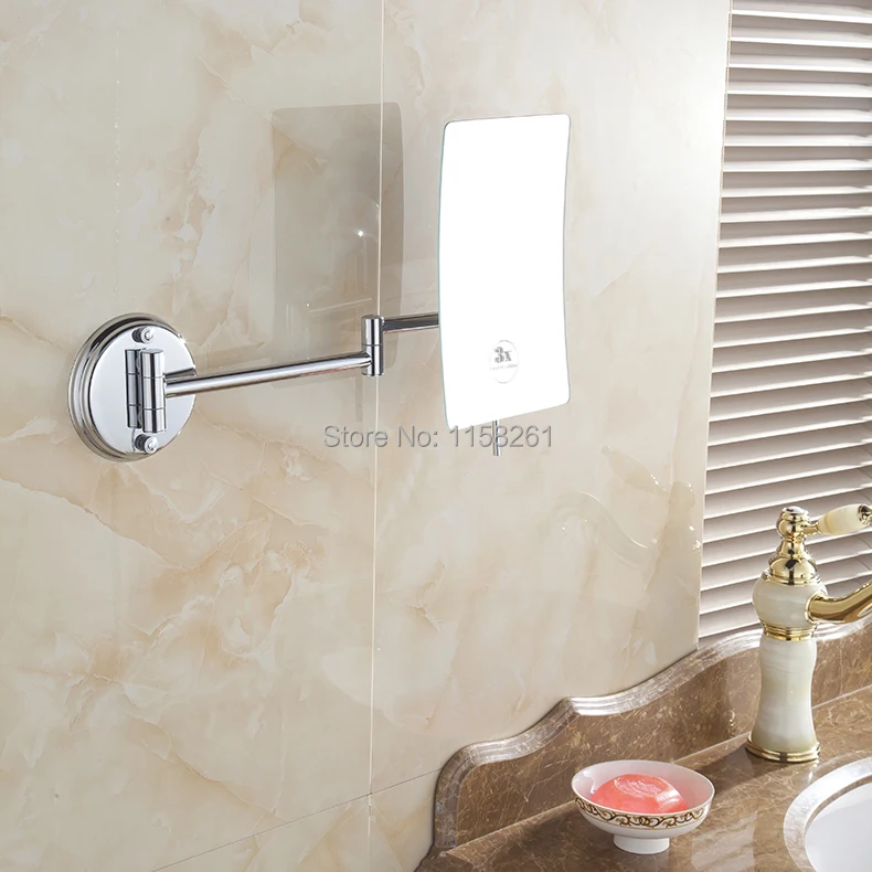 Bath Mirrors 3 X Magnifying Mirror Wall Makeup Mirror of Bathroom 1 Sided Lady Square Folding Cosmetic Mirrors With Arm 6208 5