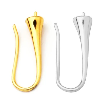 

20pcs DIY Cast Copper Blank Earrings 7*20MM Ear Hook Accessories 4MM Half Hole Pearl Accessories