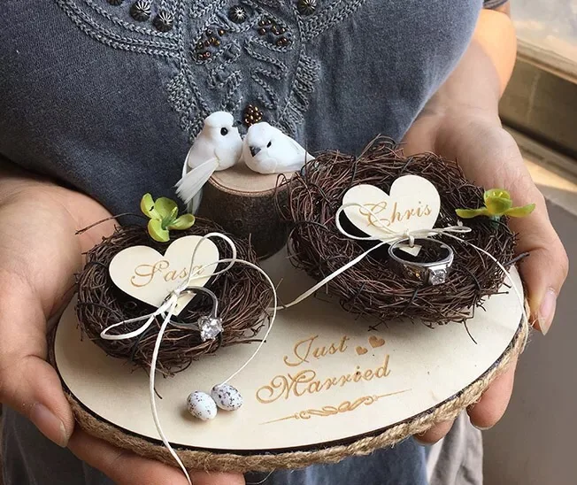 Ring bearer 17 1 шт. венок Подушка помолвка пользовательское имя двойной носитель футляр для колец персонализированные деревенский цветочный стиль кольцо Подушка - Цвет: Ring bearer 17