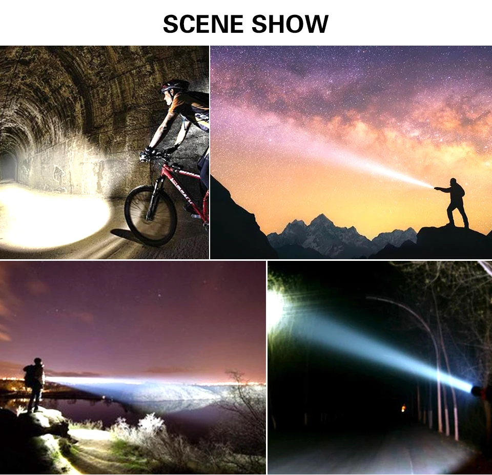 _12Powerful LED Flashlight Torch Flash Light Bike Pocket LED Zoomable Lamp For Hunting