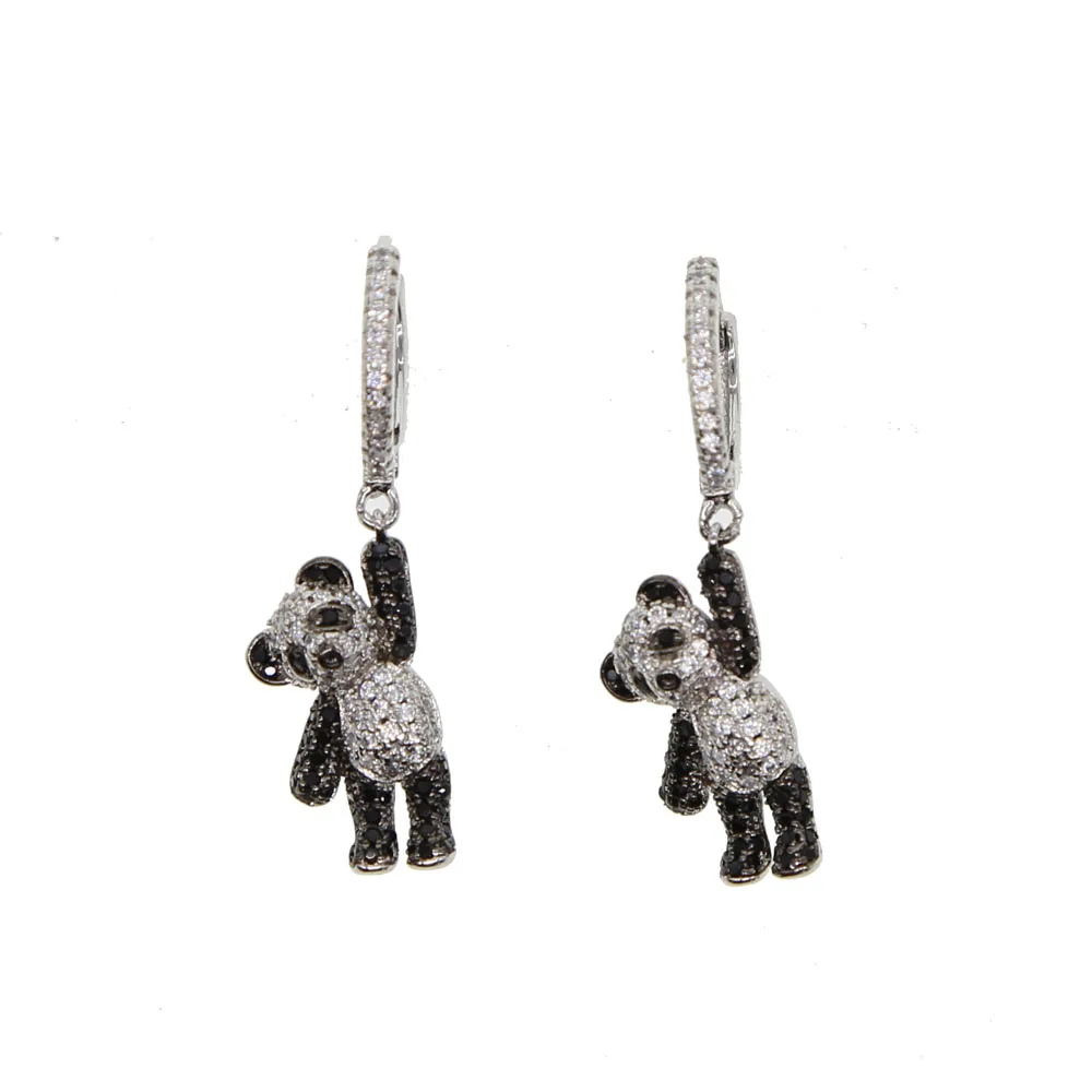 Mirco pave cz Panda Висячие серьги для женщин ювелирные изделия Bijoux Brincos Кристалл Висячие серьги для женщин Букле д 'ореиль femme