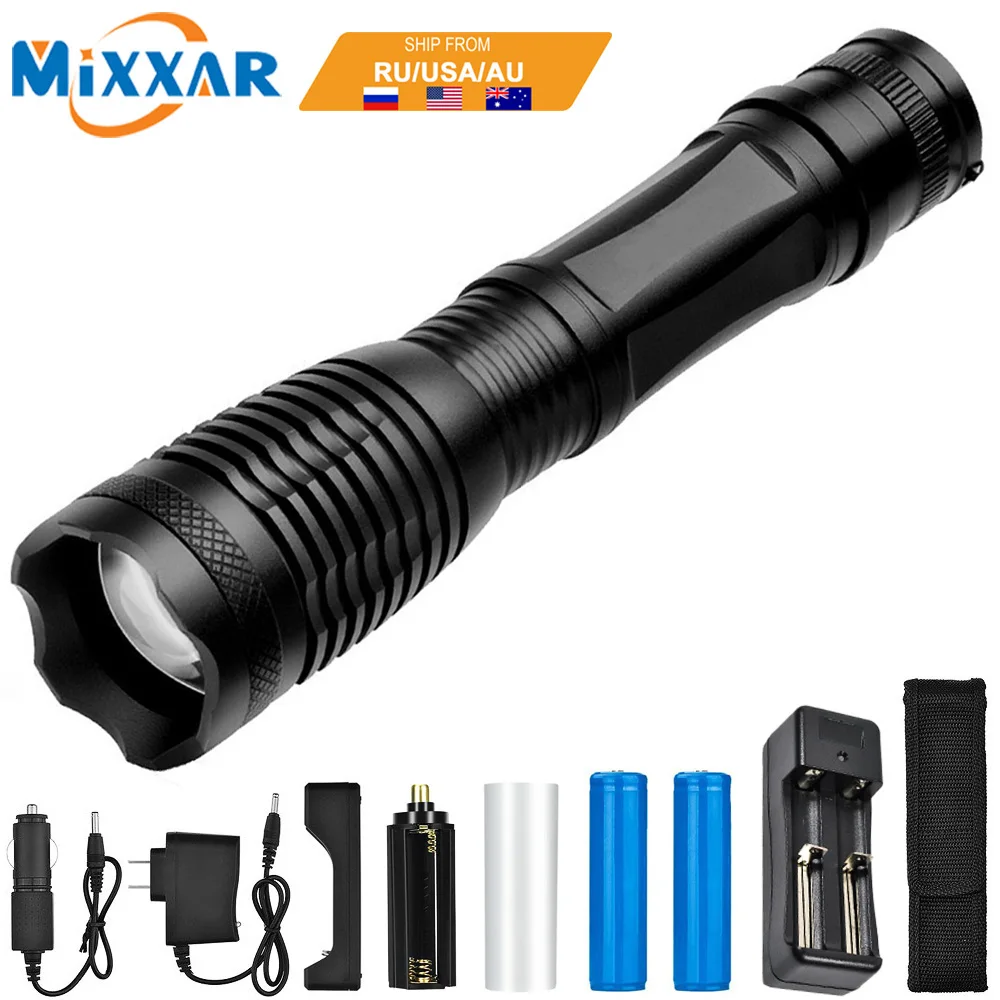 

Dropshipping Tactical Flashlights LED Torch Light Zoomable Water-Resistant Portable Adjustable Focus 5 Modes for Hiking Camping