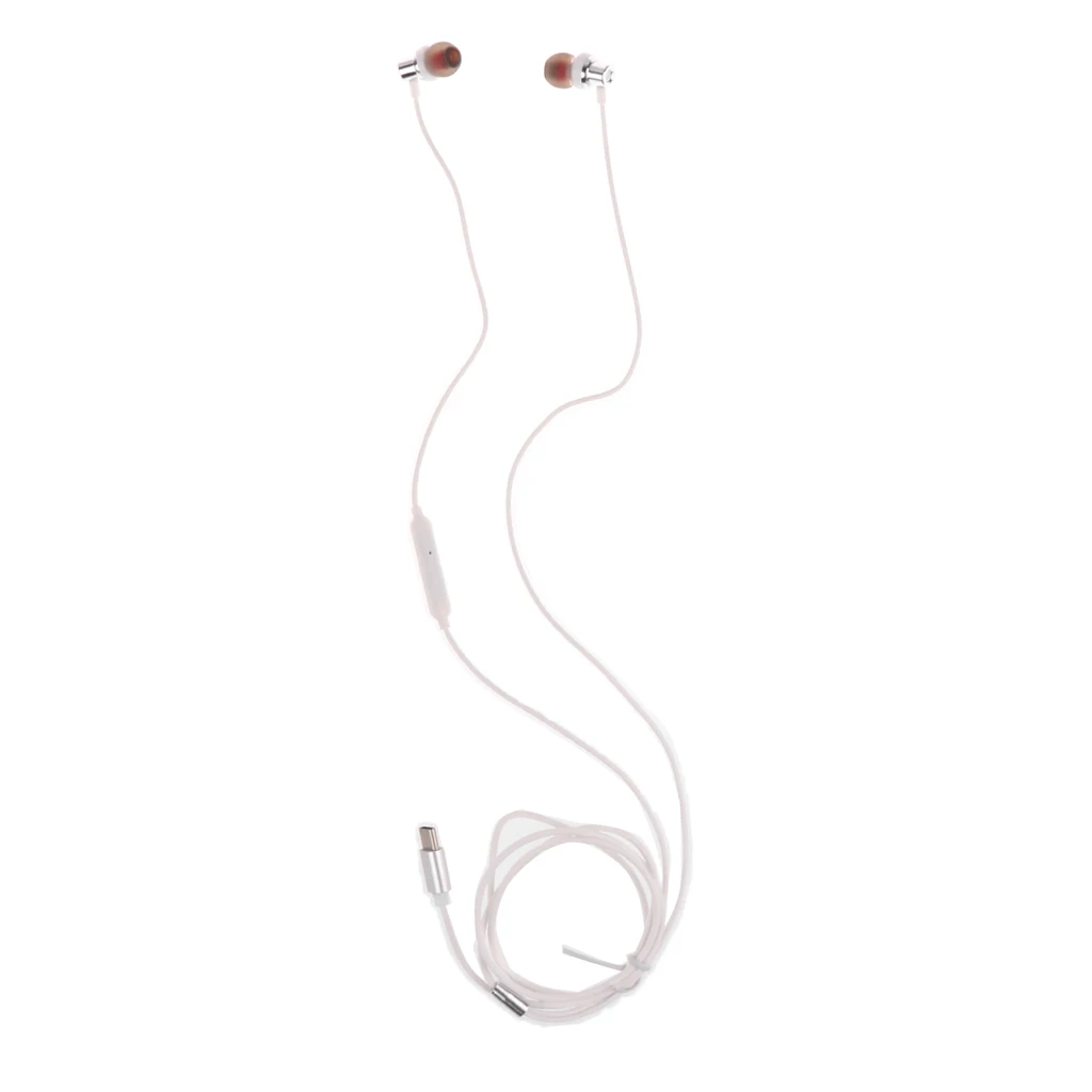 MagiDeal New Type C Earphone Earbud Stereo Headset Wired Control for Moto Z / Z Force Letv USB Type C Port Smartphones 2Colors