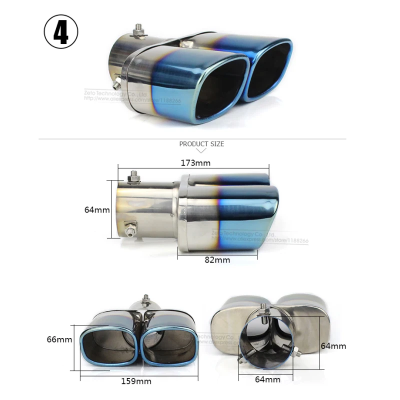 1 до 2 двойная труба Авто круглый глушитель наконечник из нержавеющей стали хромированная отделка модифицированный автомобиль задний хвост горло Exhause