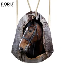 Forudesigns hombres cordón Bolsas mochila animal Crazy Horse impresión para Niñas deporte softbak bolso deportivo bolsa
