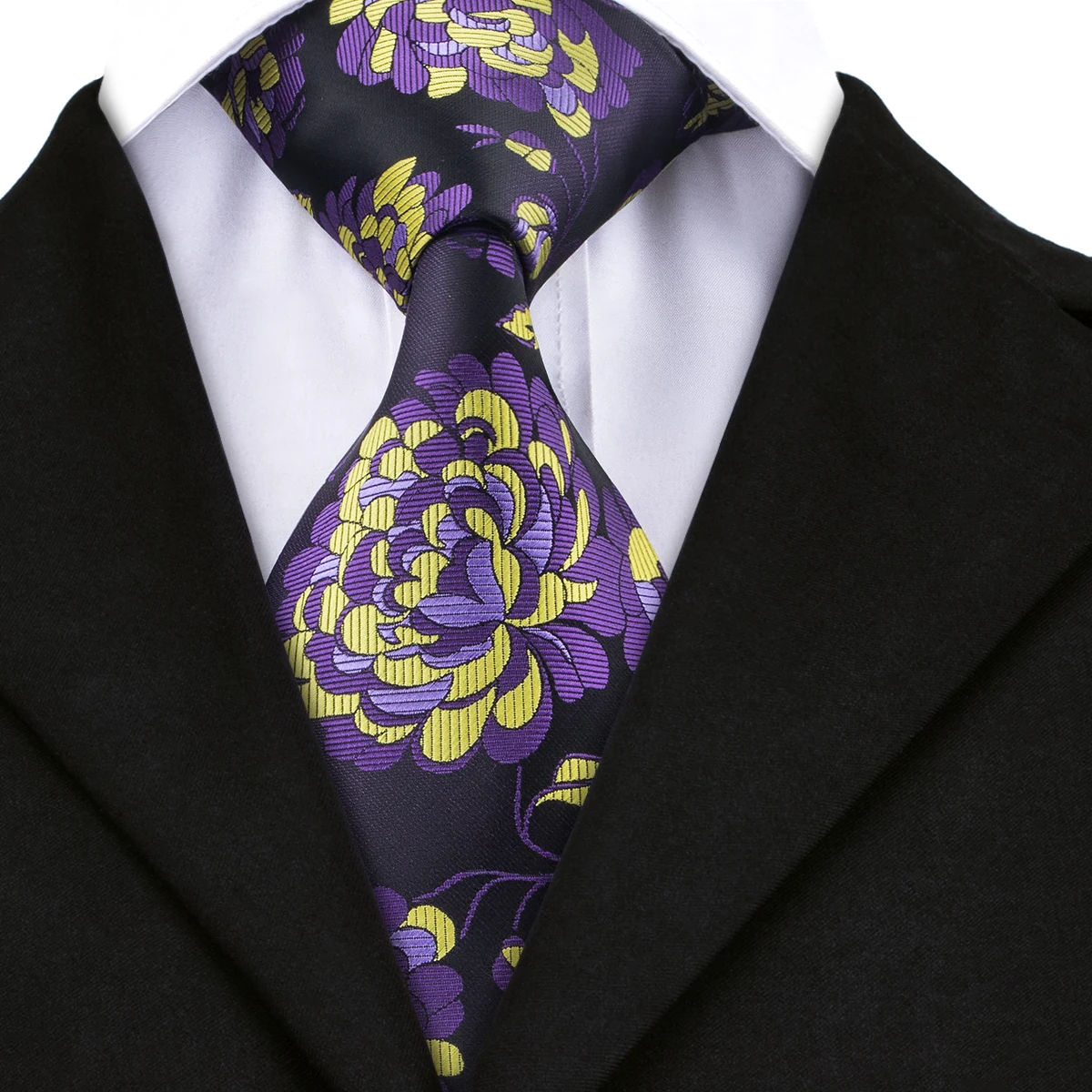 DN 1500 Hi Tie Casual Floral Ties for Men Purple Silk Jacquare Woven