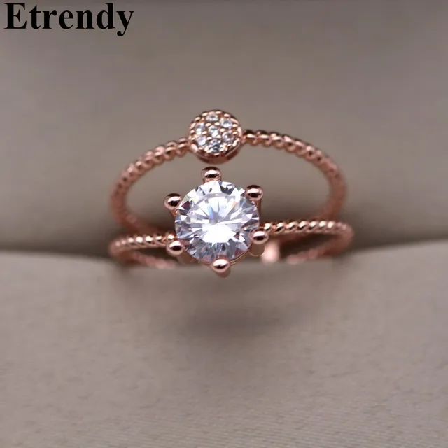 Simple Double Layers Shinning Zircon Rings For Women Bijoux Fashion Jewelry Adjustable Elegant Cute Gifts