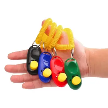 

Pet Dog Button Click Clicker Trainer Training Obedience Agility Aid Wrist Strap