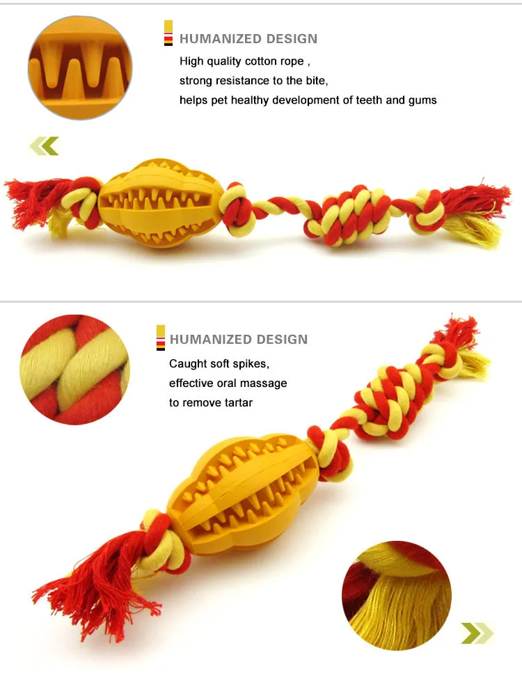 Поводок для собаки, домашних животных игрушки-высокое качество резиновые регби, футбол и игрушка для кусания из хлопчатобумажного каната для кусания Teddy щенков коренной чистый зуб juguetes perro