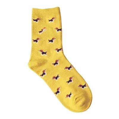 Замечательные носки для взрослых Размер: животные Хаски хаски, Такса, колбаса, собака, Лев, бультерьер, жираф, яйцо, ферма, слон, лионет, зоопарк - Цвет: beagle yellow