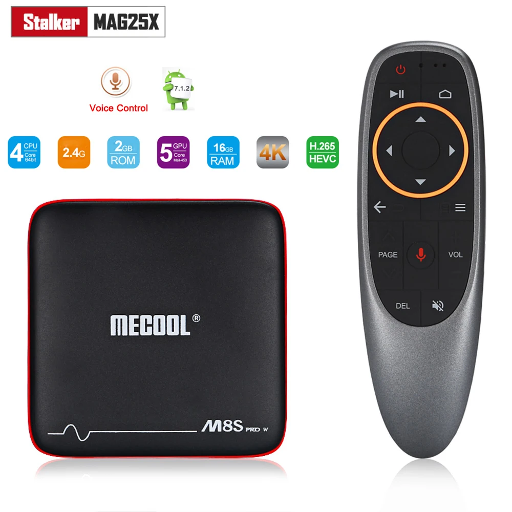 Mecool M8S PRO W 2 4 г голос Управление ТВ коробке 2G RAM 16G ROM Amlogic S905W Android 7 1 Поддержка YouTube HBO