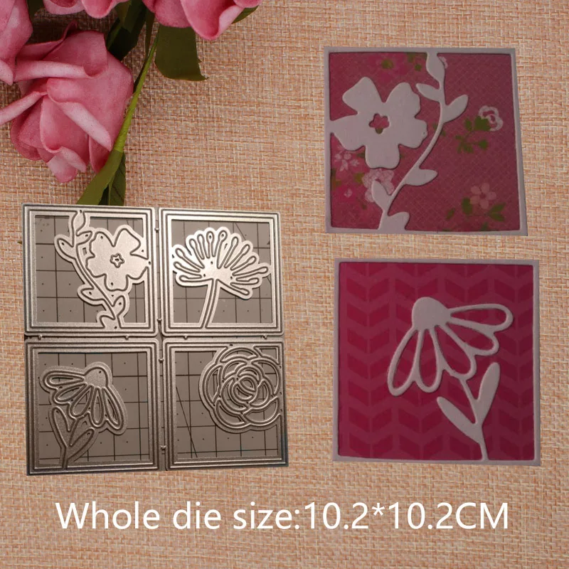 

4PC Dies Scrapbooking Decorative Pattern Metal Cutting Dies Craft 2019 New Embossing Card Making Stencil Frame 10.2*10.2cm