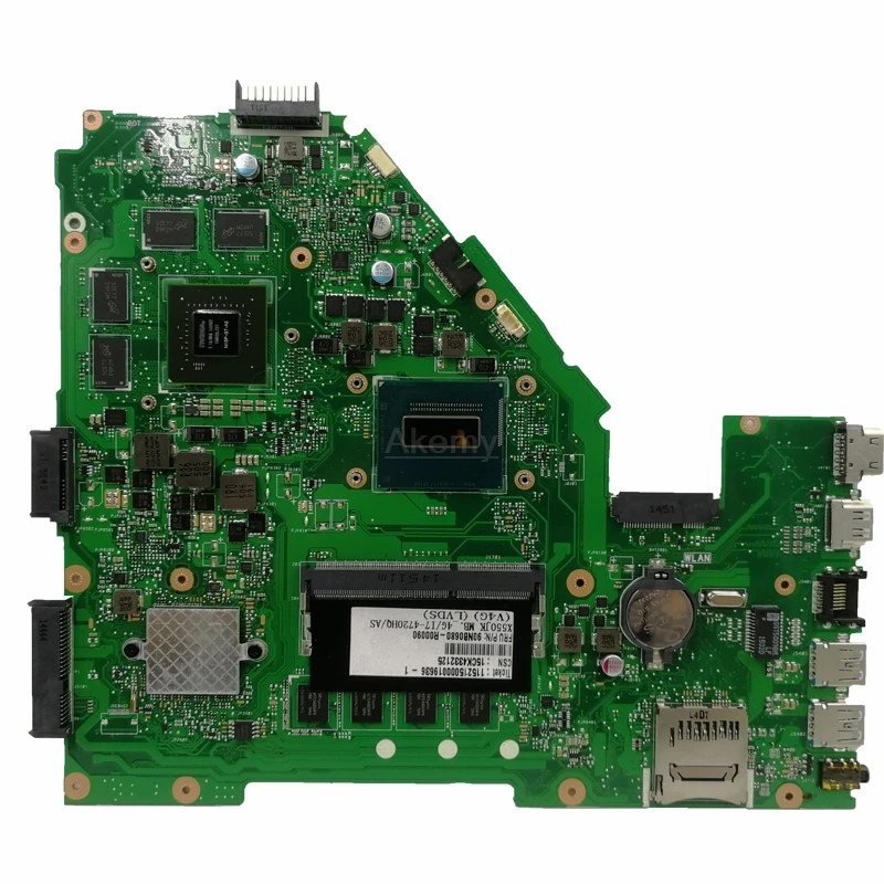  Akemy X550JK laptop motherboard For ASUS X550JX X550JF X550JD X550JK X550J mainboard 4G-RAM I7-4720