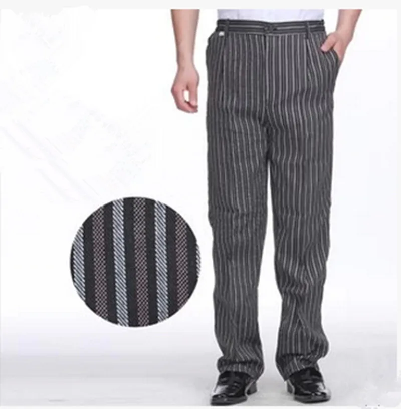 Newest hotel food service autumn Cook pants work pants checked striped chef unisex chef trousers