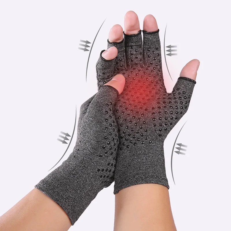 Arhtitis перчатки для мужчин и женщин терапевтические компрессионные перчатки рука артрита боли в суставах облегчение здоровья половина пальца Силиконовые перчатки