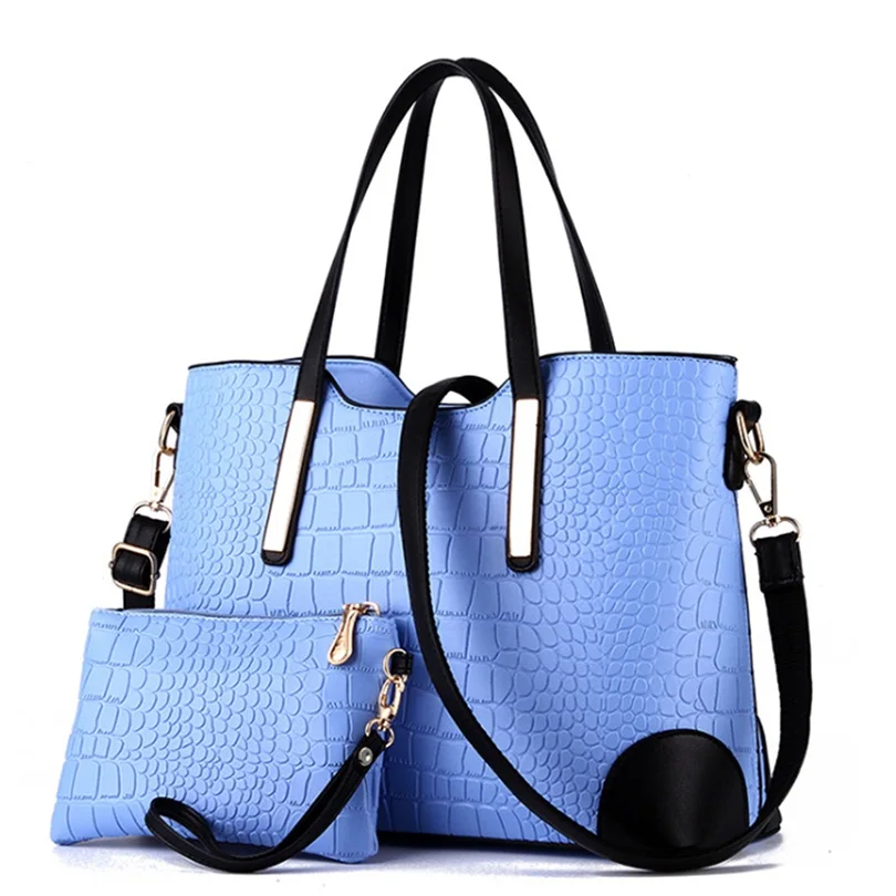 Luxury Crocodile Big Composite Women Handbag Famous Brand Design Bucket Tote Solid Fashion Shoulder Bag Elegant Lady DXF02