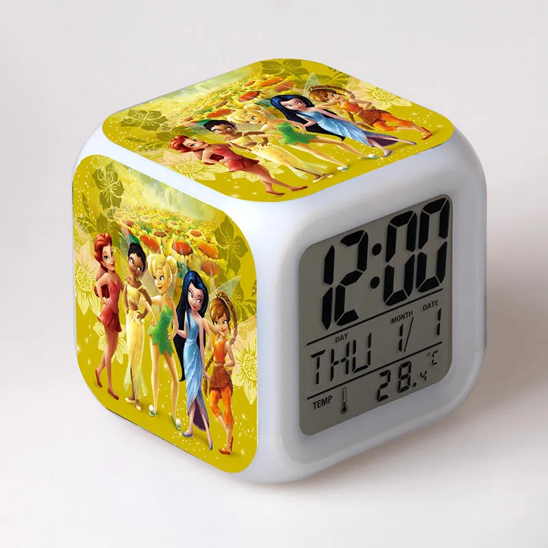 Аниме PixieHollow принцесса феи Динь-Динь красочный сенсорный светильник будильник Динь-Динь Рисунок ПВХ игрушки для девочек