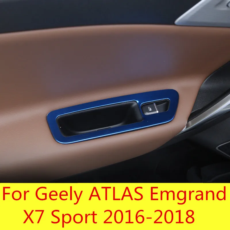 

Car window glass switch button Decorative sticker sequins Door armrest frame For Geely ATLAS Emgrand X7 Sport 2016-2018