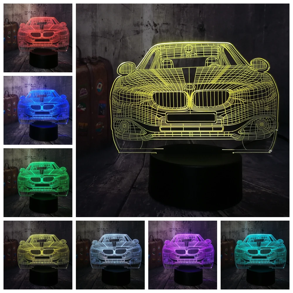 Новый крутой 3D автомобильный Ночник светильник светодиодный USB настольная лампа