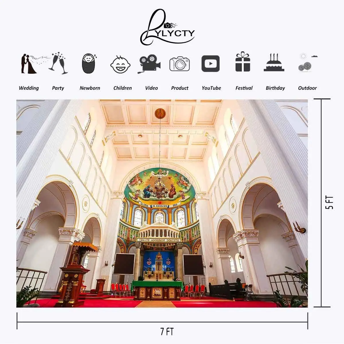7x5ft христианская церковная фотография фон белая стена Свадебный любовник