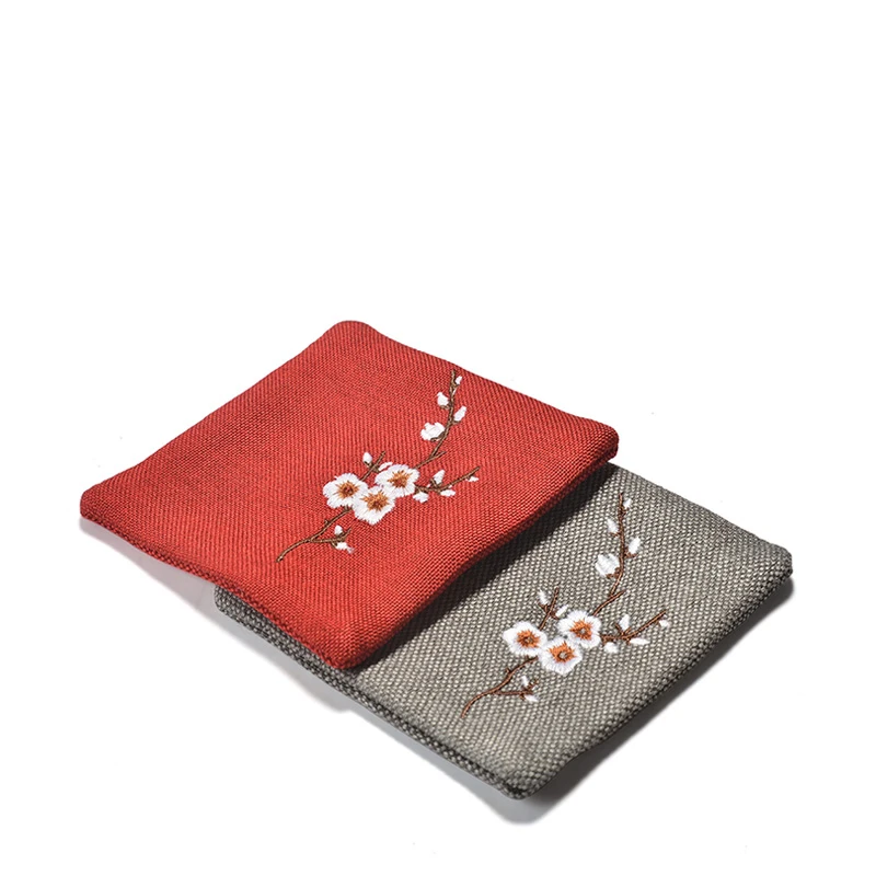 

PINNY Chinese Style Linen Embroidery Cup Coaster High Quality Cloth TeaCup Mat Retro Tea Ceremony Accessories Hand Made Cup Pads