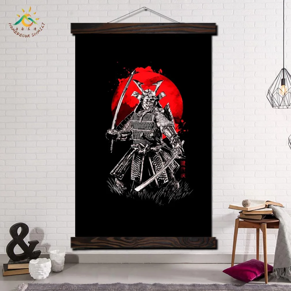 

Black Samurai Collection Modern Wall Art Print Pop Art Posters and Prints Scroll Canvas Painting Wall Pictures for Living Room