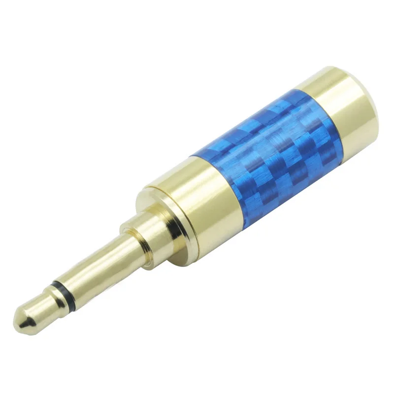 100pcs lot Mono Jack 3 5mm Male Connector Carbon Fiber Gold Plated 2Poles 3 5mm Plug Soldering Headphone Connector for 6MM Cable