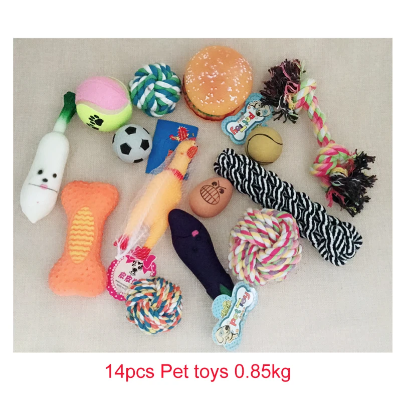 14pcs 17pcs Pet ball toys Squeak Interactive dog toy Ropes Rubber ball