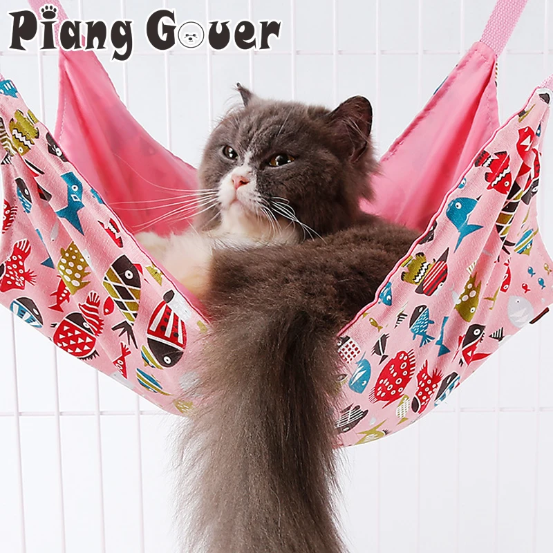 Pink Cat Hammock Bed Pet Hammock Summer Spring Cage Canvas Soft Cat Bed