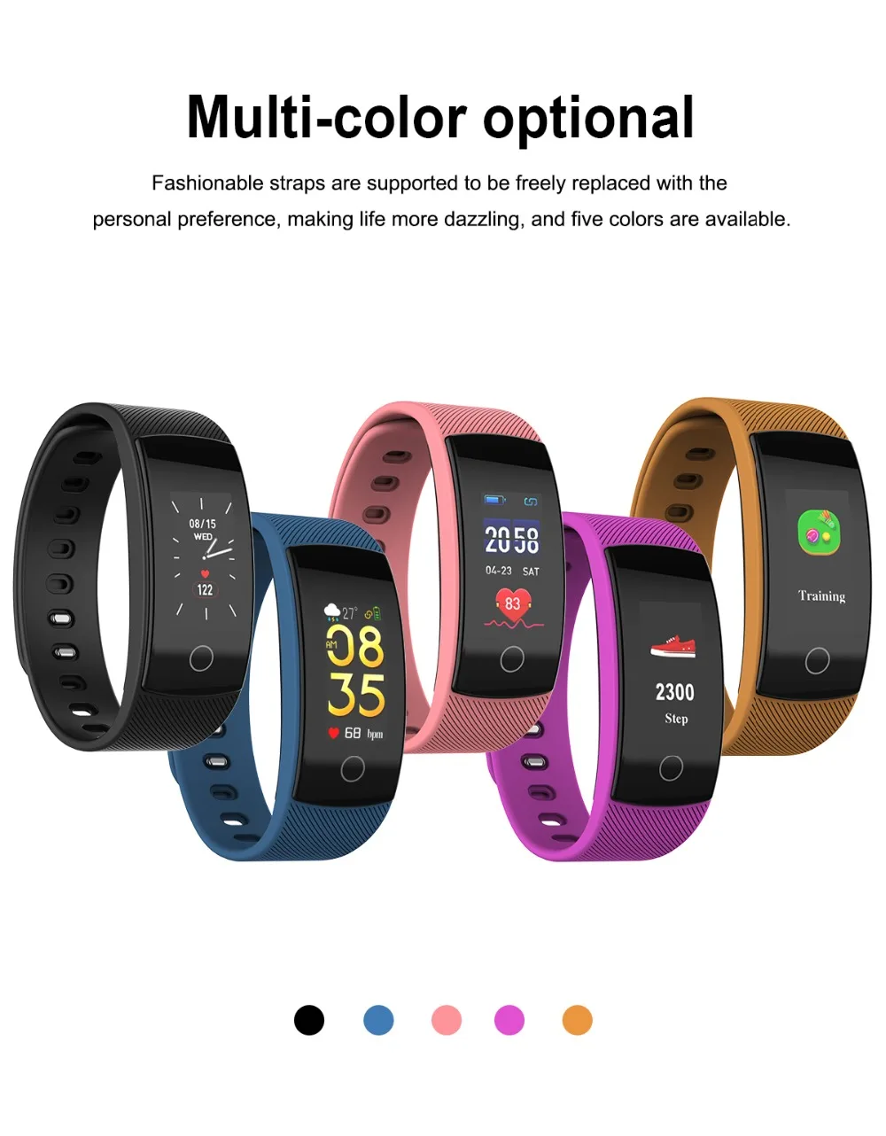 QS80 Plus Smart Band Activity Fitness Tracker Smart Wristband Pedometer Heart Rate Monitoring Blood Pressure Waterproof Bracelet (12)