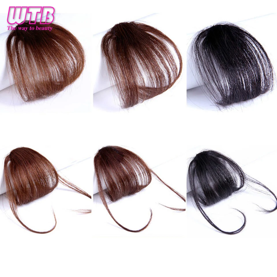 Air Bangs Heat Resistant Synthetic Hair pieces Clip In Hair Extensions for Women Black Brown WTB